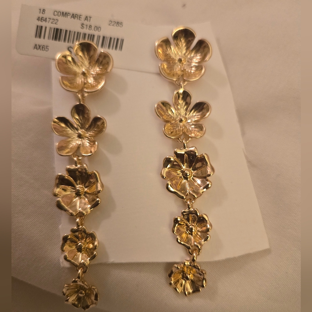 Gold Floral Drop Earrings
